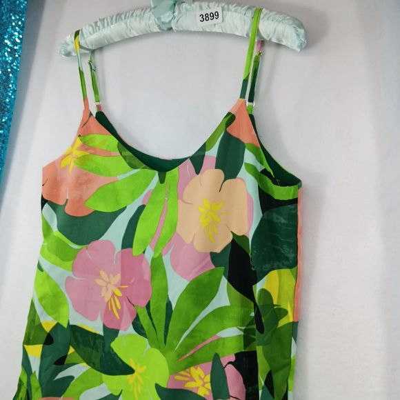 NWOT Eliane Rose Womens Tropical Summer Print Tunic Tank SZ S Side Slits Lined - Picture 2 of 16
